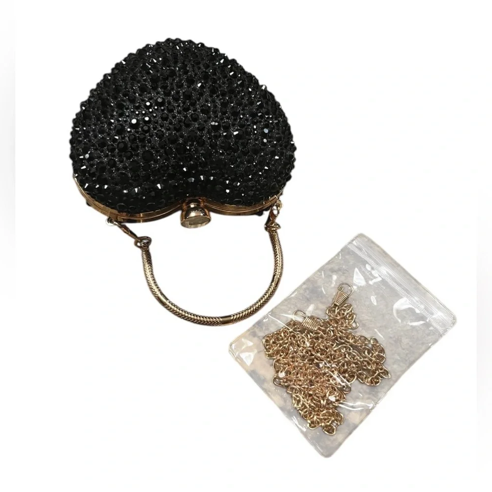 Ramla Heart Shaped Crystal Clutch Crossbody